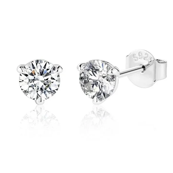 Certified 1ct. t.w. Moissanite Diamond Round Stud Earrings NEW - Picture 6 of 12
